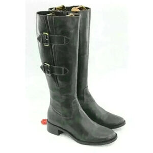 Ecco Women's  Black Leather Double Buckles Boots